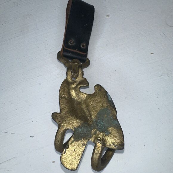 WW1 Imperial German Belt Eagle Drum Hanger Holder Brass With Iron Hooks Leather - Picture 5 of 9